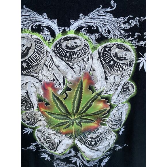 Vintage Weed T Shirt Size 2XL Black Made In USA Cannabis 420 - Picture 3 of 12